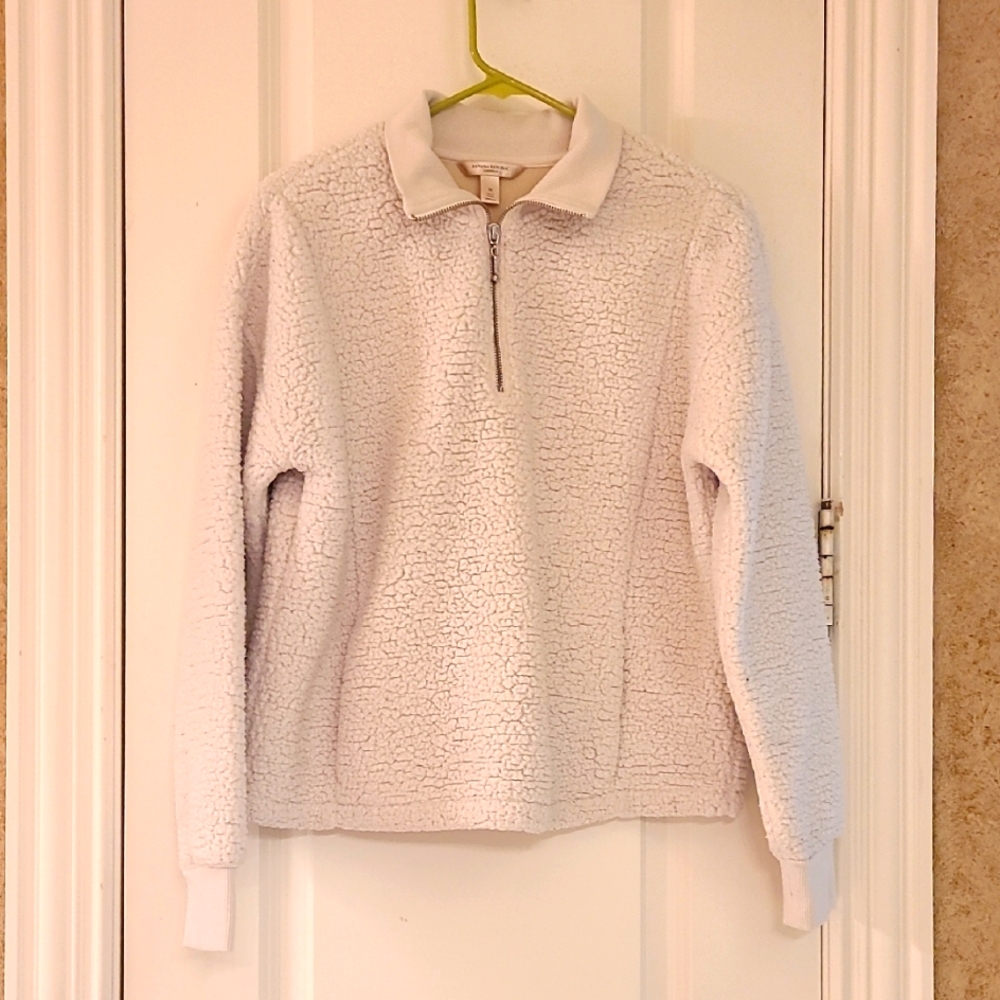 Banana Republic 1/4 Zip Cropped Sherpa Jacket With Pouch Pocket Medium